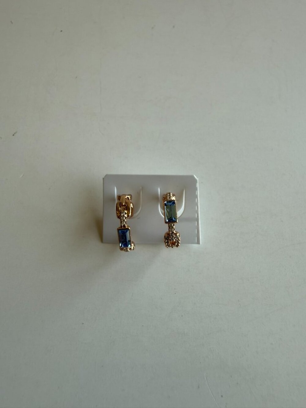 NEW 18K Gold Plated Pastel Baguette CZ Drop Huggie Earrings